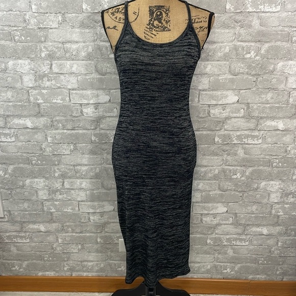 Leith Black Space Dyed Bodycon Tank Dresss - Picture 1 of 6